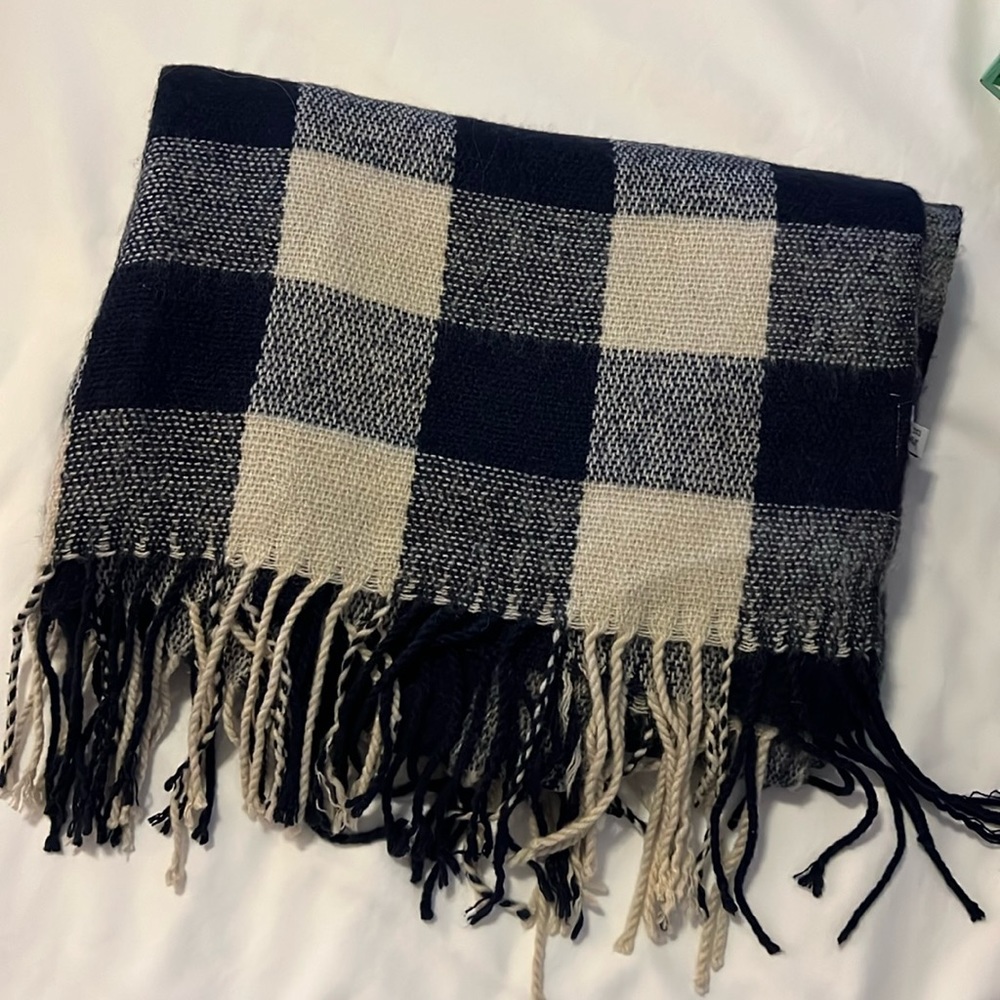 Blue and white gingham scarf